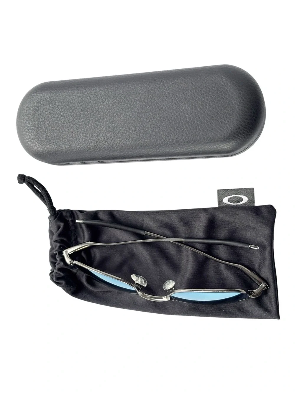Oakley Vintage E Wire 2.1 Rx Pewter metal light blue mirror polarized sunglasses